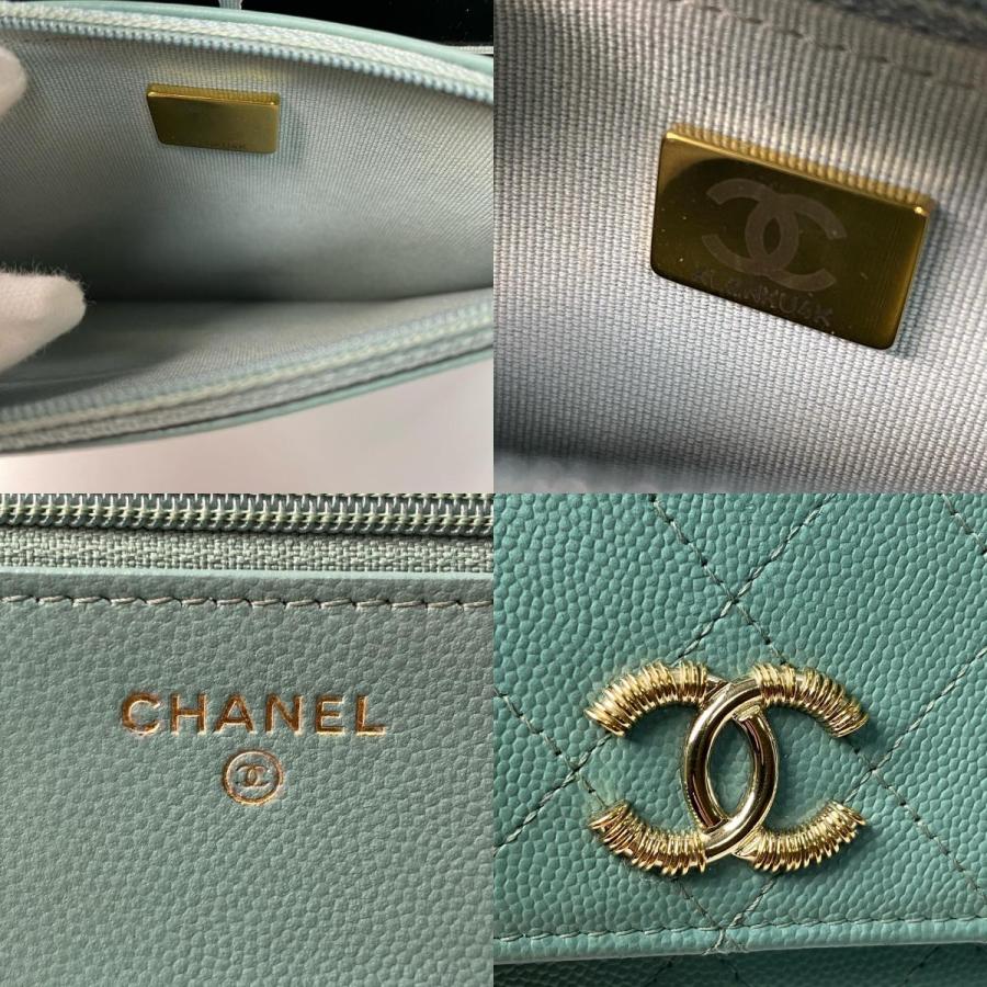 美品 シャネル CHANEL レディース チェーンウォレット キャビアスキン 斜めがけ クロスボディ