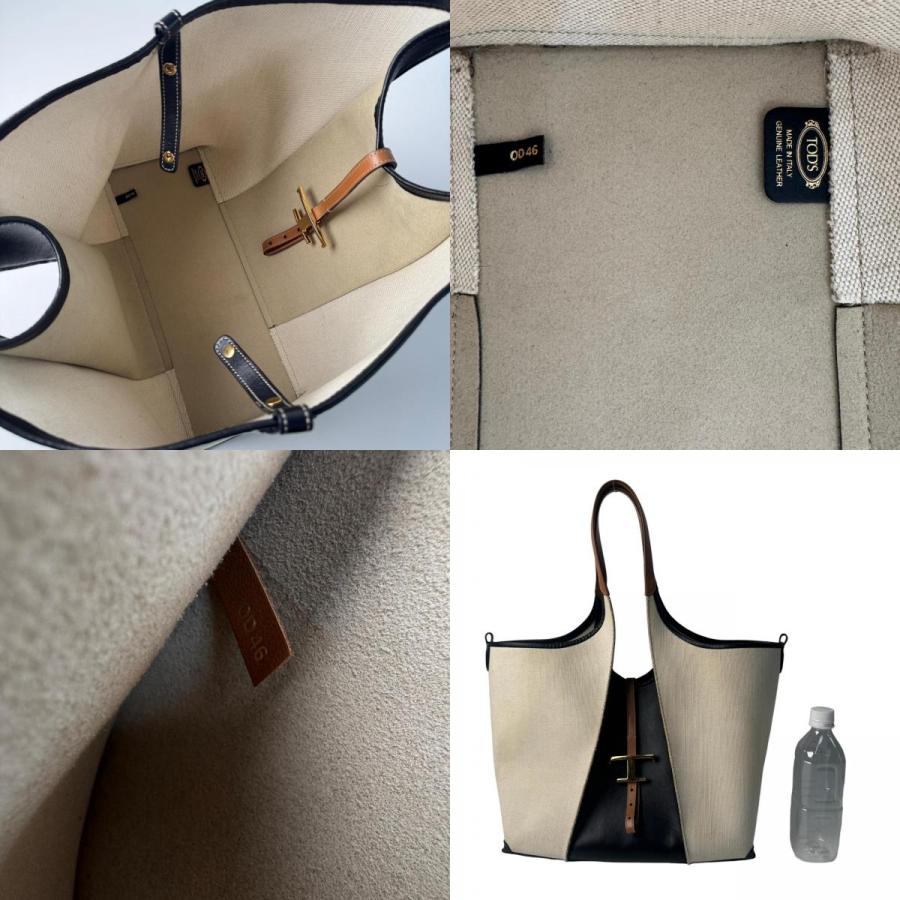 トッズ Tod's Tタイムレス ショッピングバッグ レザー×キャンバス