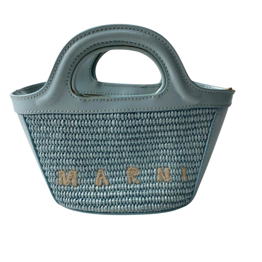 美品✨定番✨マルニ MARNI ラフィア 2way ショルダー　かごバッグ　水色 MARNI（マルニ） レディース 2way カゴショルダーバッグ ハンドバッグ