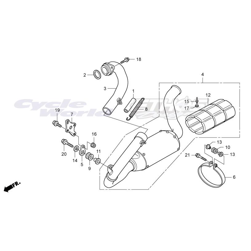 ❶ Exhaust System 18320-KRN-000 Honda CRF250R 2004 (4) USA