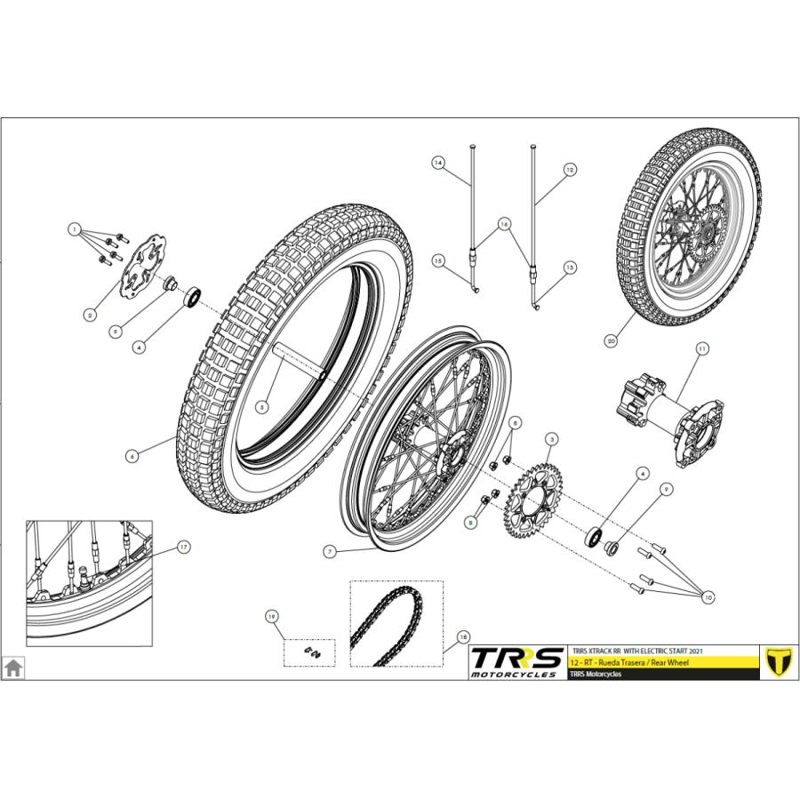70755 スポーク,M4x0.7 ロング 175/18 RH TRRS ラガレーシング