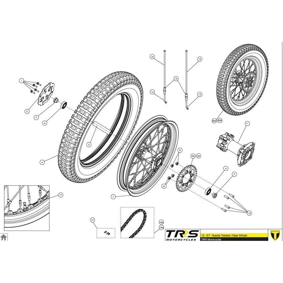70764 リアホイールASSY 軽量タイプ ホワイトハブ TRRS ラガレーシング