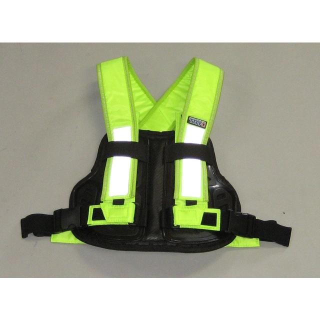 TRP001 TRY1 セイフティプロテクトVベスト ビジビリティベスト 蛍光 チェストプロテクター 胸部パッド 装着簡単 バイク便、新聞配達、宅配業者様にもおすすめ | ETHOS