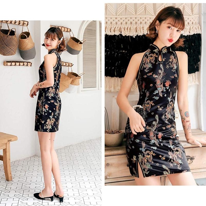 チャイナドレス ミニ チャイナ服 ミニ丈 大きいサイズ セクシー 袖なし