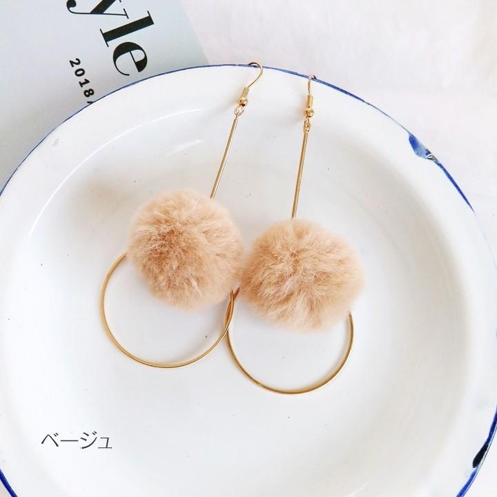 レディース ピアス ポンポンピアス フープピアス アクセサリー 秋 冬 