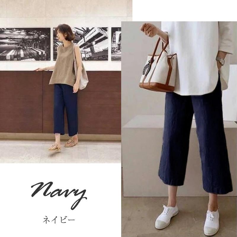 ガウチョパンツ 夏 レディース コーデ 40代 8分丈 リネンパンツ ウェストゴム イージーパンツ リネン パンツ ワイドパンツ 大きいサイズ 無地 ゆったり 麻 麻混 |  | 13