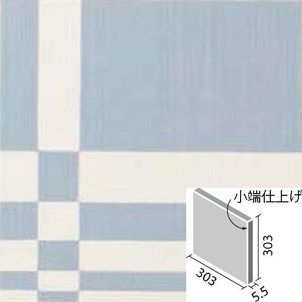 ドリス 303角(デザイン柄A)片面小端仕上げ(右) ECP-3031T/DRS2A(R) ブルー エコカラットプラス　/ LIXIL INAX タイル｜etile