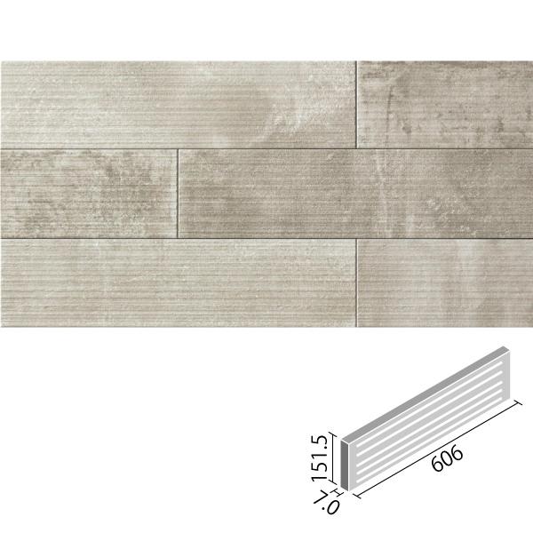 ラフセメント 606×151角平(リブ面) ECP-615/RGC1A グレー エコカラットプラス　/ LIXIL INAX タイル｜etile