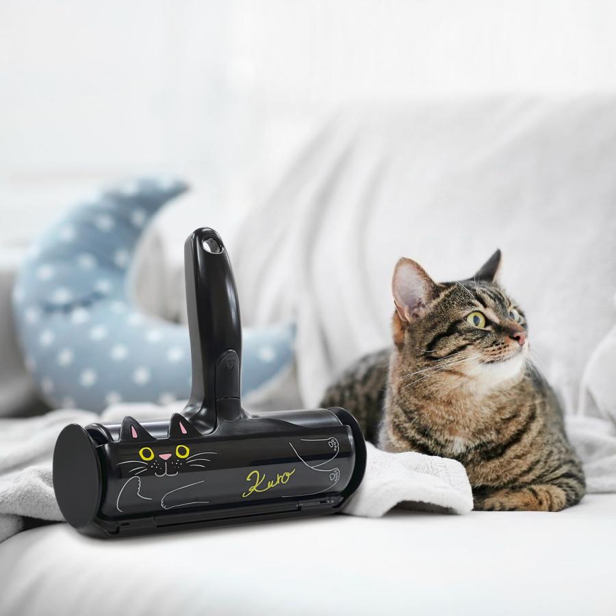 送料無料】ぱくぱくローラーKuro（クロ）黒猫 抜け毛 ブラシ