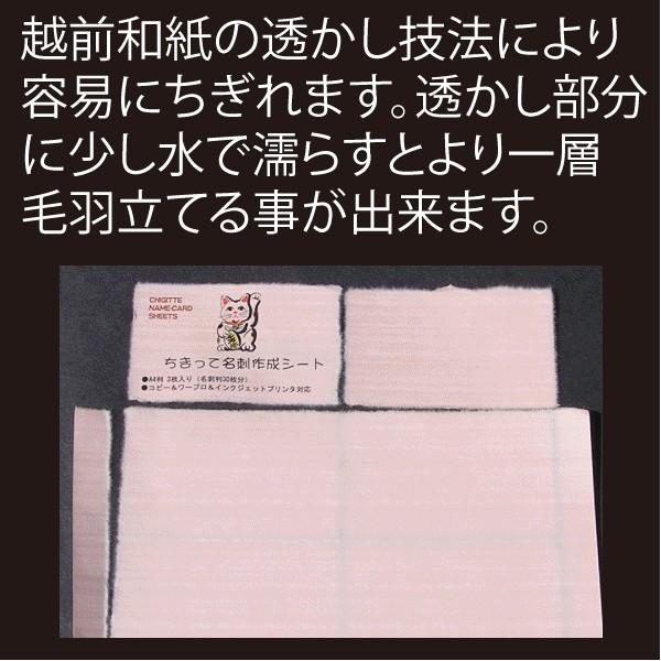 【越前和紙名刺】ちぎって名刺作成シート「しろ」A4サイズ3枚（名刺30枚分）耳付き和紙名刺　手漉き和紙名刺　和紙名刺用紙｜etizenkan-y｜05