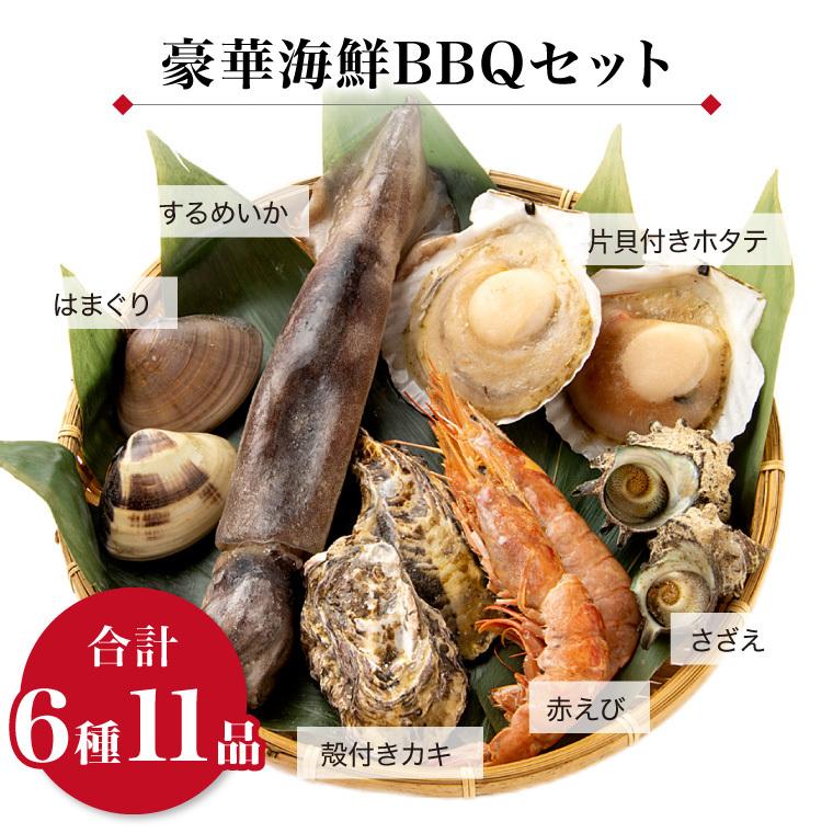 海鮮バーベキューセット 6種 11品 (約2-3人前)1P BBQ バーベキュー 海鮮鍋 ((冷凍))  海鮮セット 海鮮福袋 お取り寄せ 牡蠣 赤エビ ホタテ さざえ いか はまぐり｜etizentakaraya｜06