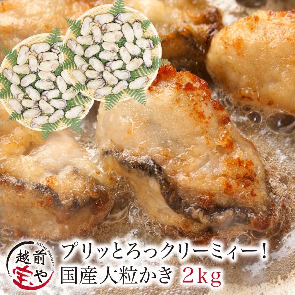 牡蠣 かき カキ 生 広島産 2.0kg Ｌ・2Ｌサイズ (60粒前後入) 加熱用 セット ギフト 海鮮BBQ バーベキュー ((冷凍))
