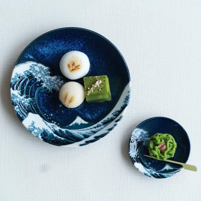 豆皿 直径10cm 全2色 浪に富士 - Nami ni Fuji 日本製 美濃焼 電子