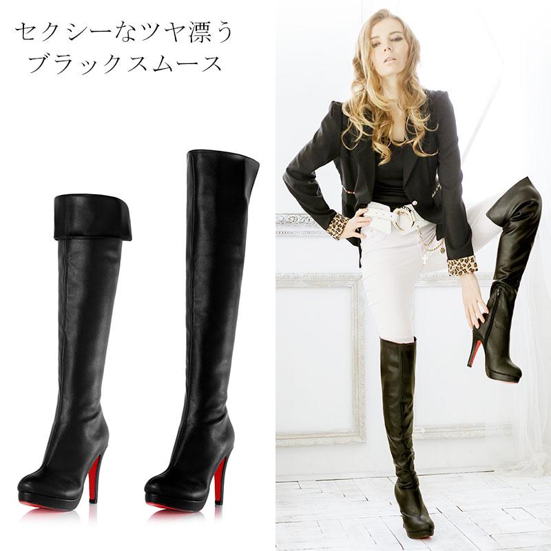ニーハイブーツ 黒 ストレッチ ピンヒール ハイヒール 美脚 厚底 ニーハイブーツ 黒 ストレッチ ピンヒール ハイヒール 美脚 厚底