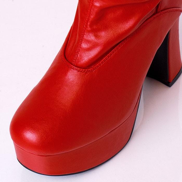 赤ハイヒール 厚底美脚 11.5cmヒール レッドロングブーツ_赤 おしゃれ