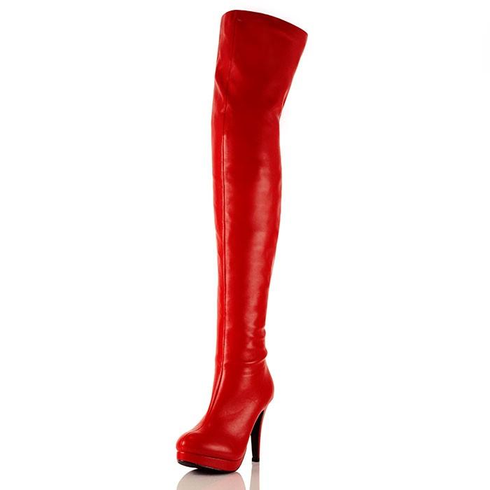 在庫限り販売終了 残り僅か!!】サイハイブーツ ニーハイブーツ 赤 美脚