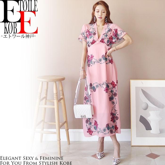 ワンピース 花柄 ピンク 半袖 ロング ロングドレス 半袖 カジュアル 韓国 服 春 夏 春夏 おしゃれ エトワール神戸 G07ks2 8160 エトワール神戸 通販 Yahoo ショッピング