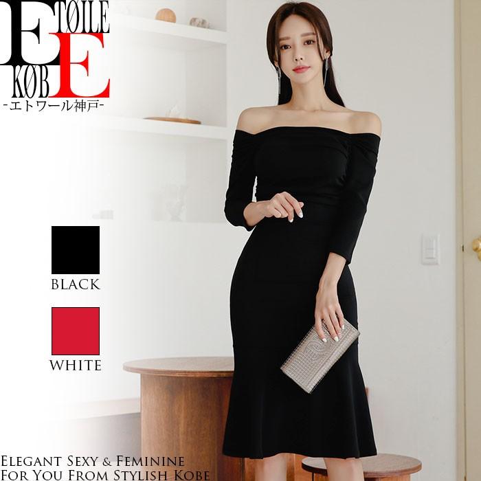 ワンピース セクシー 肩出し タイト 大きめ 七分袖 膝丈 タイトワンピ 韓国 レディース 赤 黒 春 春夏 おしゃれ エトワール神戸 G09ks4 0270 エトワール神戸 通販 Yahoo ショッピング