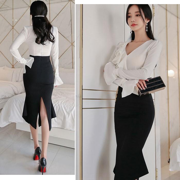 セットアップ アンサンブル レディース ブラウス 膝丈 長袖 スカート 白 黒 韓国 服 春 夏 おしゃれ エトワール神戸 G09ks4 54 エトワール神戸 通販 Yahoo ショッピング
