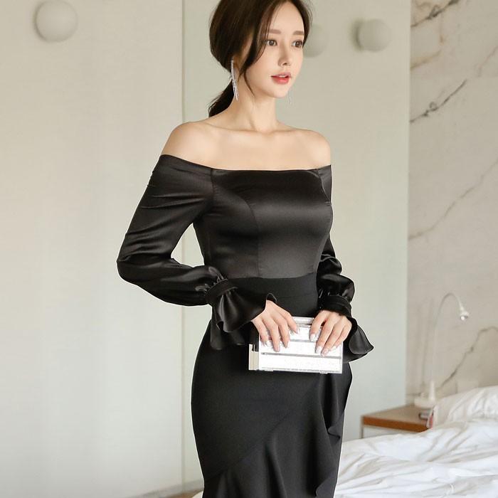 ワンピース セクシー 肩出し オフショル レディース 長袖 膝丈 韓国 黒 ナイトドレス 春 春夏 夏 おしゃれ エトワール神戸 G09ks4 3542 エトワール神戸 通販 Yahoo ショッピング
