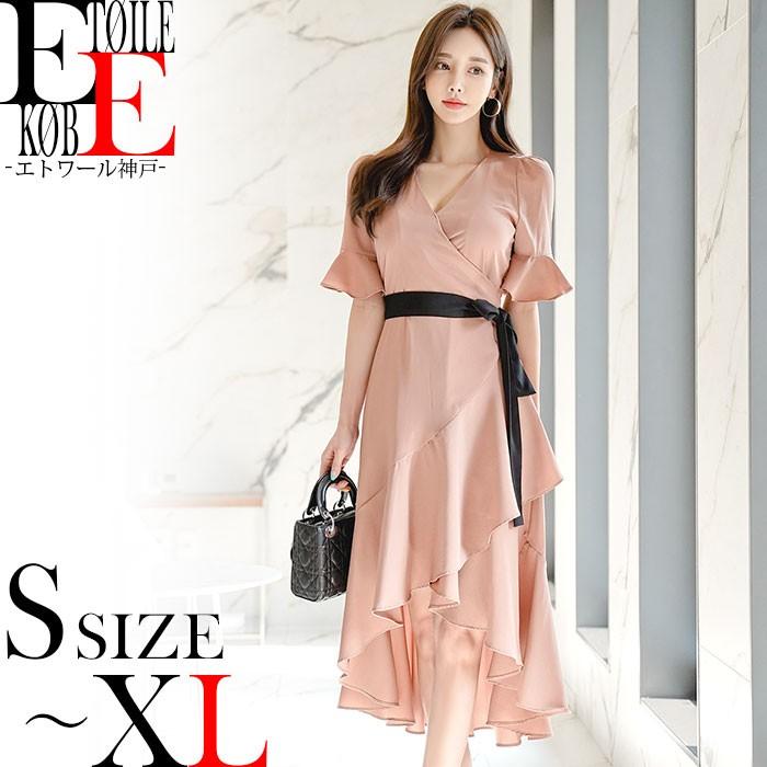 上品大人カジュアル 軽やか半袖膝丈フレアワンピース ピンク 韓国ファッション 春 夏 H05ks7 4045 エトワール神戸 通販 Yahoo ショッピング