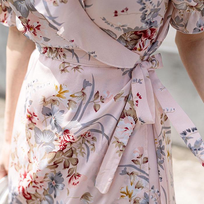 ワンピース 花柄 かわいい おしゃれ 膝丈 半袖 夏 韓国 ファッション レディース ピンク H07ks8 1772 エトワール神戸 通販 Yahoo ショッピング
