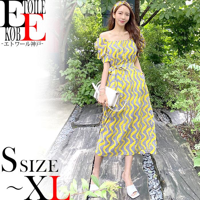 ワンピース ロング ロングワンピ 肩出し オフショル 半袖 リゾート 夏 イエロー 黄色 H07ks8 6871 エトワール神戸 通販 Yahoo ショッピング