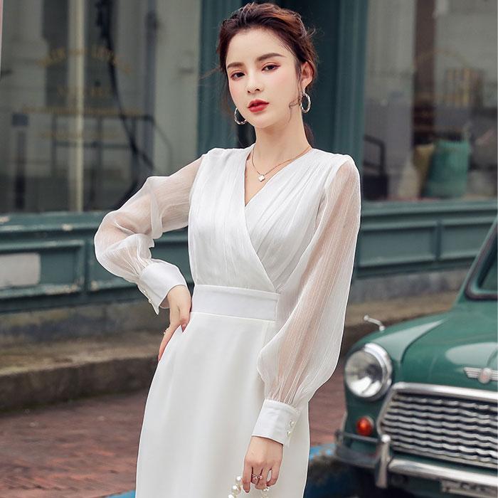 ワンピース シースルー 長袖 たいと タイトワンピ 膝丈 白 ドレス 衣装 お水 H08ks9 1686 エトワール神戸 通販 Yahoo ショッピング