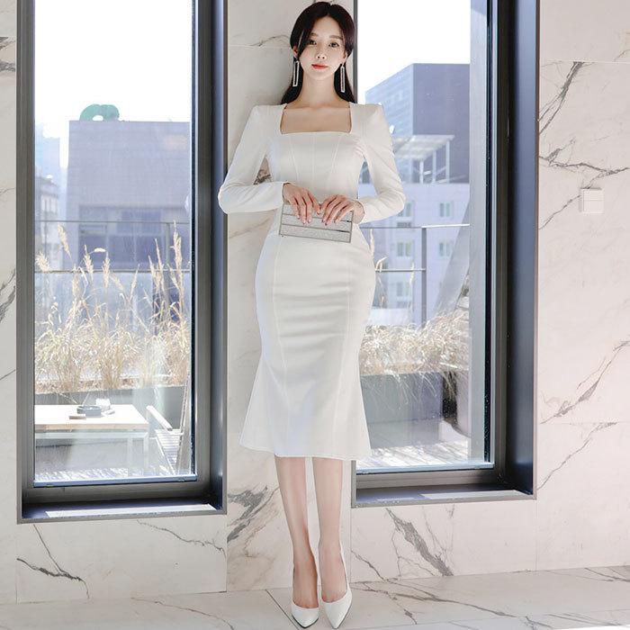 ワンピース 結婚式 二次会 パーティー ドレス タイト 細見え タイトワンピース セクシー 白 黒 秋冬 H12ks2 15 エトワール神戸 通販 Yahoo ショッピング