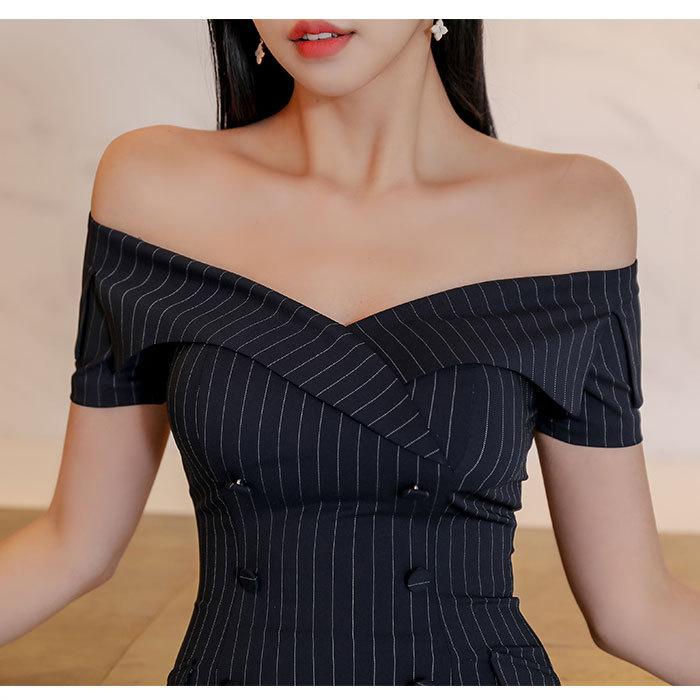 ワンピース 肩出し セクシー タイト キャバ スナック 服 膝丈 ドレス 細見え 韓国 服 服装 黒 J03ks3 5903 エトワール神戸 通販 Yahoo ショッピング