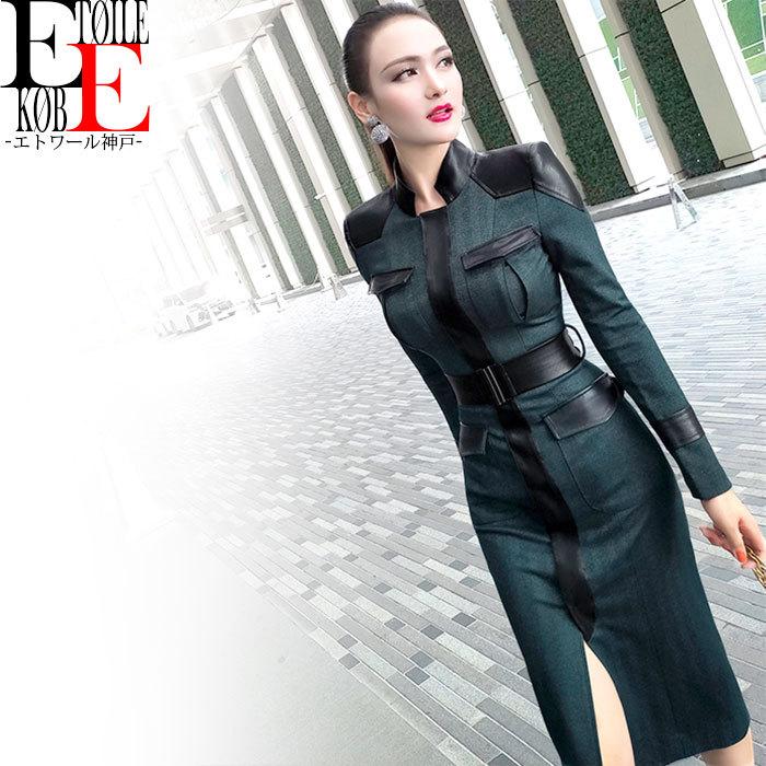 ワンピース おしゃれ きれいめ お呼ばれ セレモニー ミディアム 膝丈 長袖 エレガント 韓国 セレブ 服 J05vj1 166 エトワール神戸 通販 Yahoo ショッピング