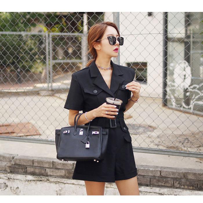 ショートトレンチ風 オールインワンワンピース ベージュ 黒 韓国ドレス 韓国ファッション レディース 春 夏 春夏 春物 夏物 春服 夏服 J06ks5 6623 エトワール神戸 通販 Yahoo ショッピング