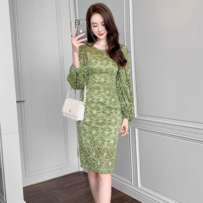 ワンピース レース 刺繍 膝丈 ミディアム 長袖 ドレス キャバ スナック 30代 40代 韓国 秋 冬 秋冬 J10ks7 2774 エトワール神戸 通販 Yahoo ショッピング