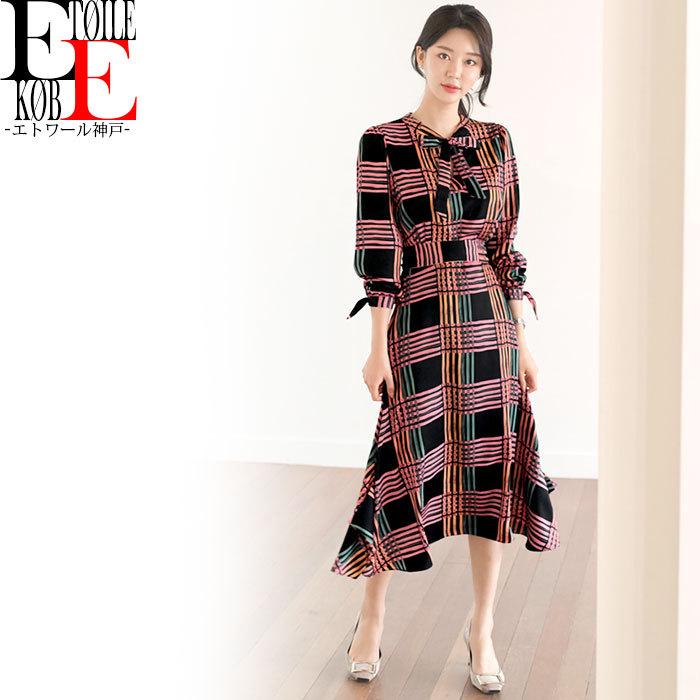 ワンピース ロング フレア 長袖 袖あり カジュアル 大人 上品 韓国 トレンド ファッション レディース 柄 N04ks2 5449 エトワール神戸 通販 Yahoo ショッピング