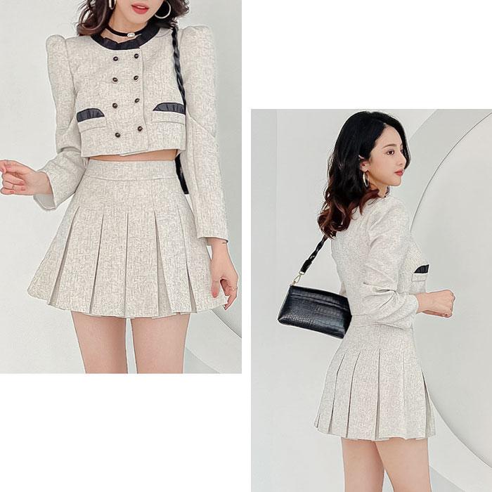 セットアップ アンサンブル 長袖 ショート ジャケット ミニ
