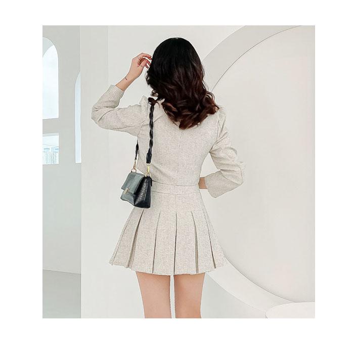 セットアップ ジャケット ワンピース ショート 上品 韓国 SALE セットアップ アンサンブル 長袖 ショート ジャケット ミニ