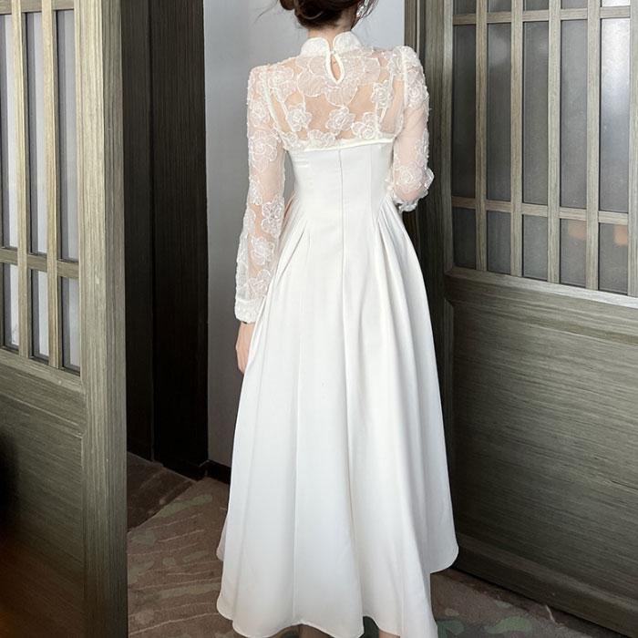 ロング シースルー パーティードレス フレアドレス 二次会 パーティードレス 結婚式 ワンピース ドレス 20代 30代 パーティ