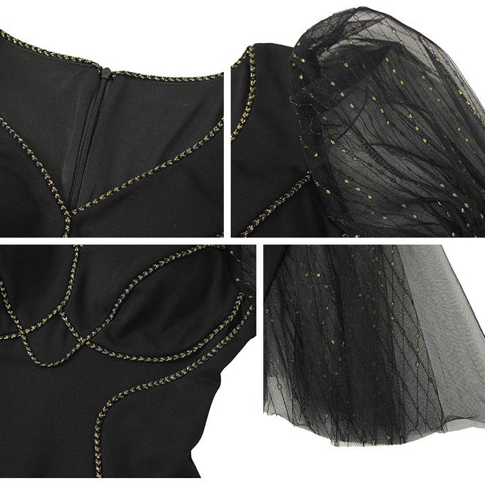☆韓国の人気☆【CEST】☆シースルーVネック ワンピー.ス☆ Vネックメッシュステッチワンピース ドレス ワンピース ドット柄