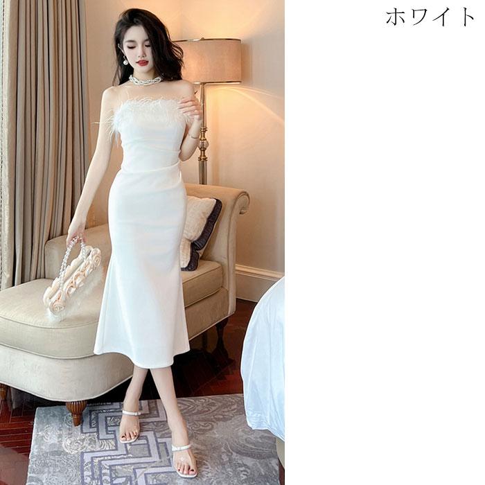 ベアトップファー仕様 膝下ミモレ丈ノースリーブタイト ベアトップファー仕様 膝下ミモレ丈ノースリーブタイト