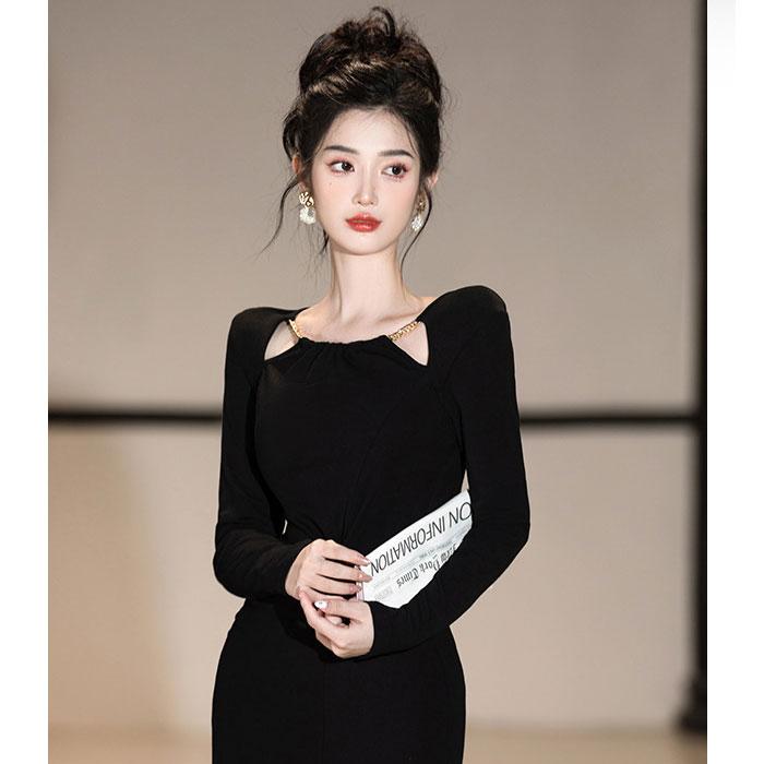 【新品タグ付】ラウンジドレス ノースリカットワンピース ブラック Loungedress】ノースリカットワンピース | OUTLET(アウトレット