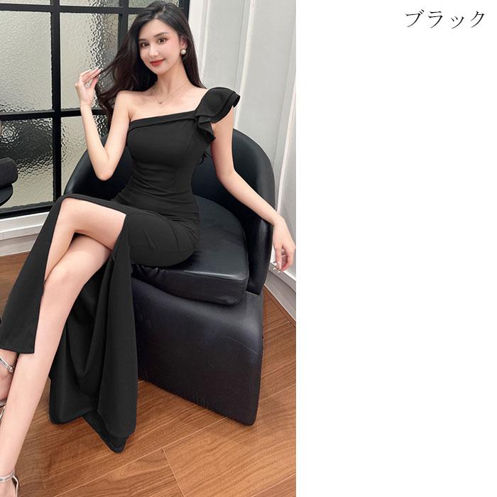 肩出しオープンショルダー 深スリット ノースリーブロングタイト 肩出しオープンショルダー 深スリット ノースリーブロングタイト