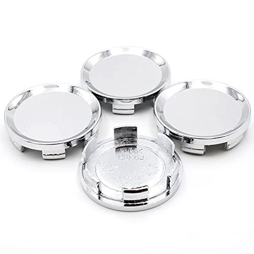 64 mm/52 mm曲面クロームシルバーホイールセンターキャップRefit Centerキャップ4個セット B09F66KRVX