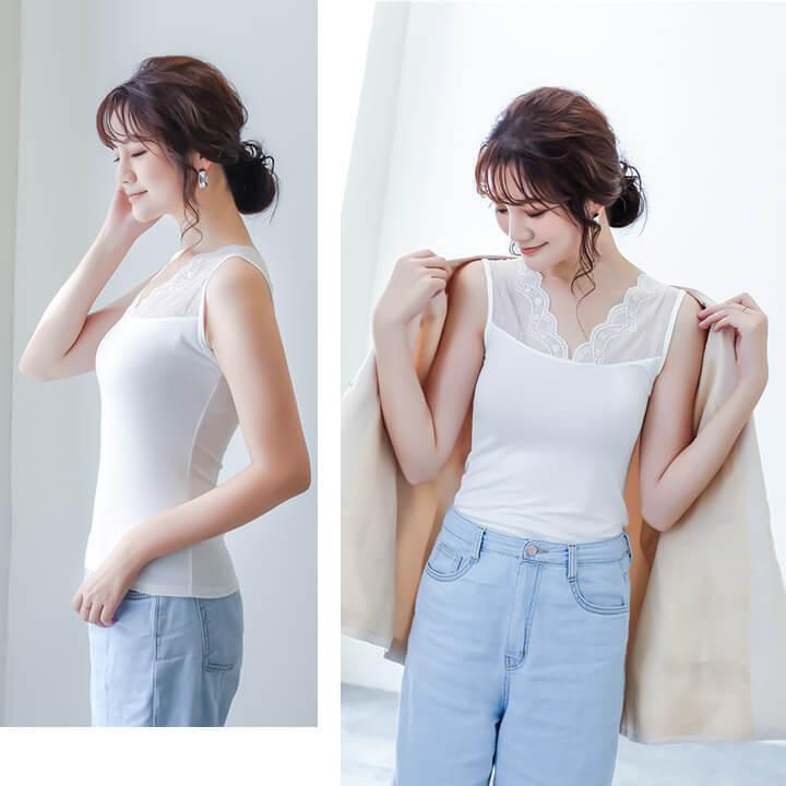 キャミソール キャミ レディース インナー カットソー トップス キャミ キャミソール インナー トップス タンクトップ 肌着 ロング 無地 | You Color | 06