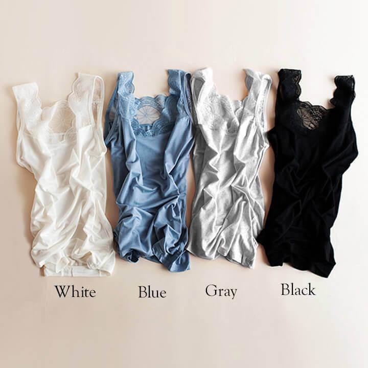 レディースインナー キャミソール 長袖 袖あり 肌着 フォーマル レース 見せインナー 花柄 ドレスインナー ワンピースインナー シンプル 透け防止 mx018 | You Color | 11