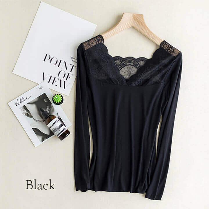 レディースインナー キャミソール 長袖 袖あり 肌着 フォーマル レース 見せインナー 花柄 ドレスインナー ワンピースインナー シンプル 透け防止 mx018 | You Color | 18