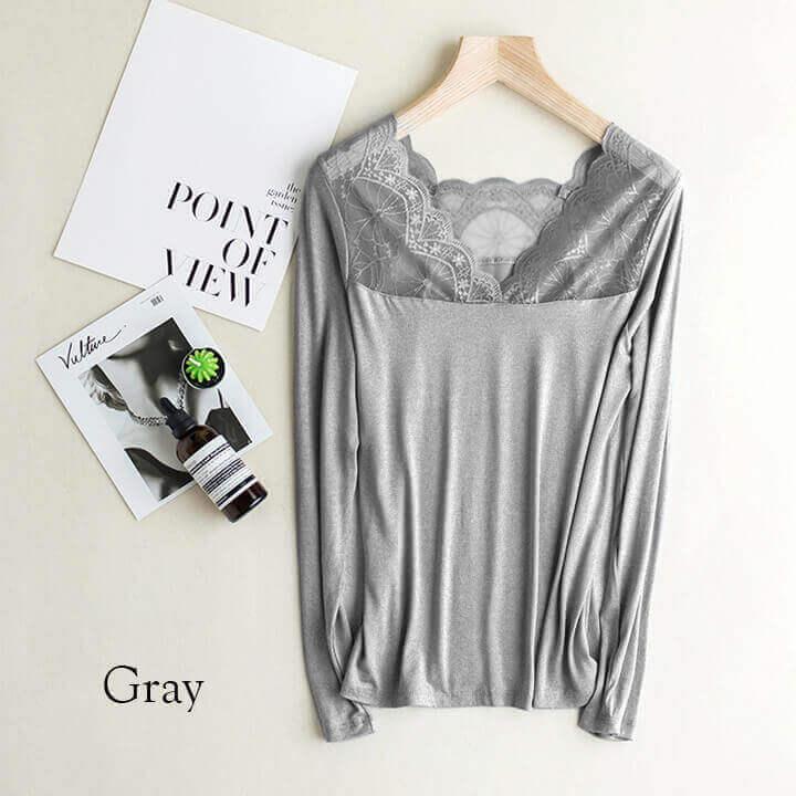 レディースインナー 半袖 レース 袖付き 肌着 見せインナー 花柄 ドレスインナー ワンピースインナー シンプル 透け防止 | You Color | 18