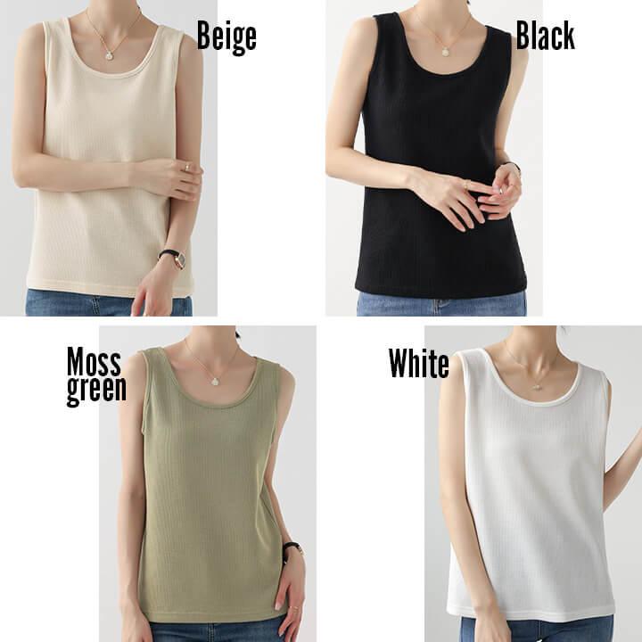 インナー レディース 綿 下着 快適 Uネック トップス インナートップス 柔らか ワッフル素材 タンクトップ 20代 30代 40代 50代 60代 大人 肌着 シンプル mx055a | You Color | 03