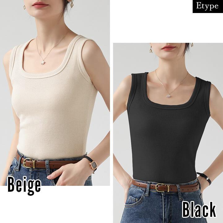 インナー レディース 綿 下着 快適 キャミソール トップス インナートップス 柔らか ワッフル素材 タンクトップ 20代 30代 40代 50代 60代 大人 シンプル mx058d | You Color | 14