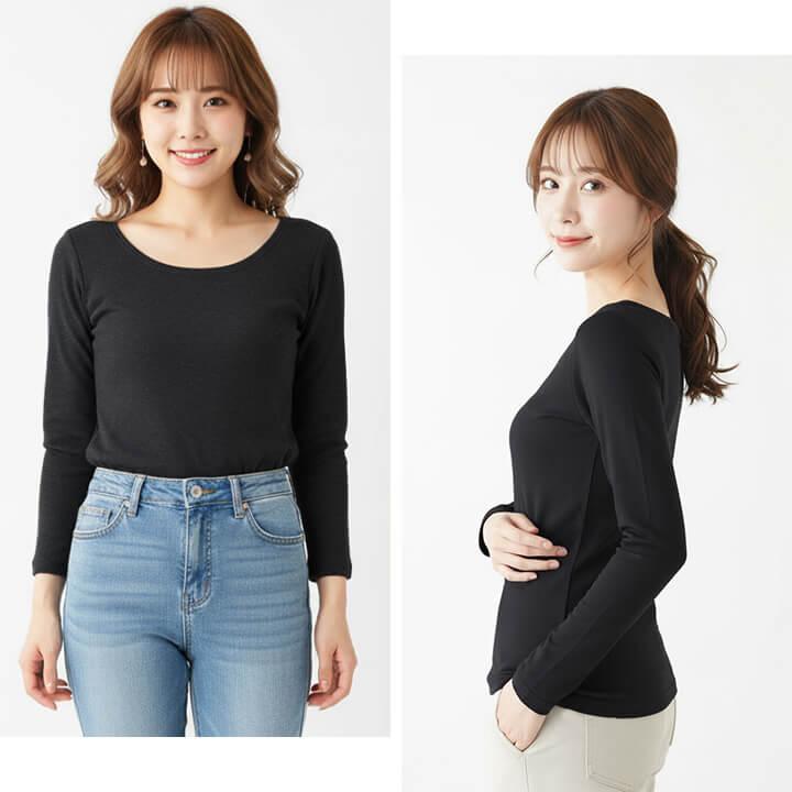 長袖インナー レディース インナー 長袖 下着 肌着 ブラ紐隠し クルーネック 快適 トップス インナートップス 柔らか しっとり 滑らか 洗い替え デイリー mx065 | You Color | 04