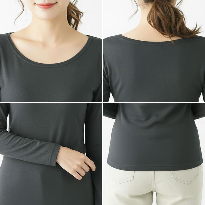 長袖インナー レディース インナー 長袖 下着 肌着 ブラ紐隠し クルーネック 快適 トップス インナートップス 柔らか しっとり 滑らか 洗い替え デイリー mx065 | You Color | 09